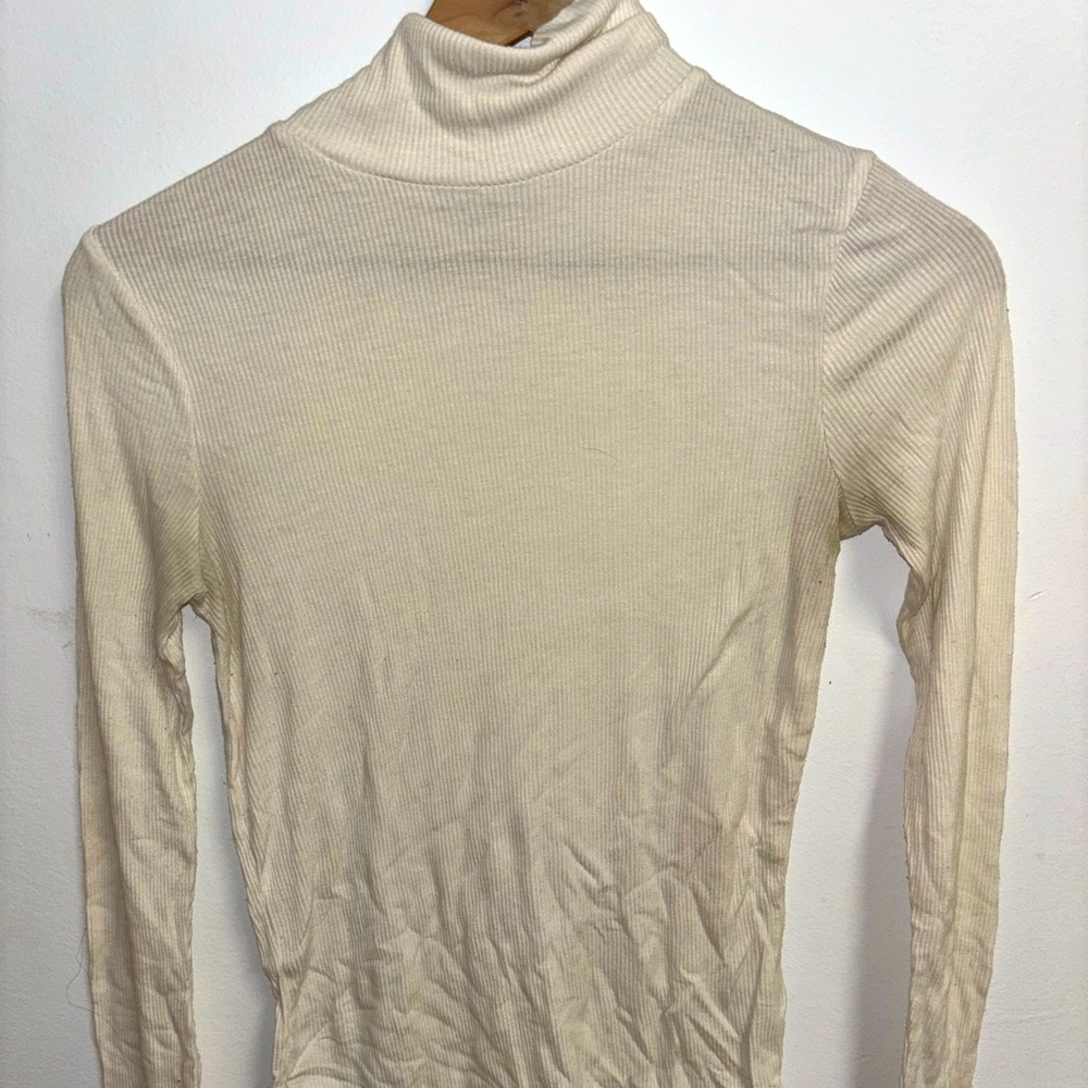 White Mock Neck Turtle Neck